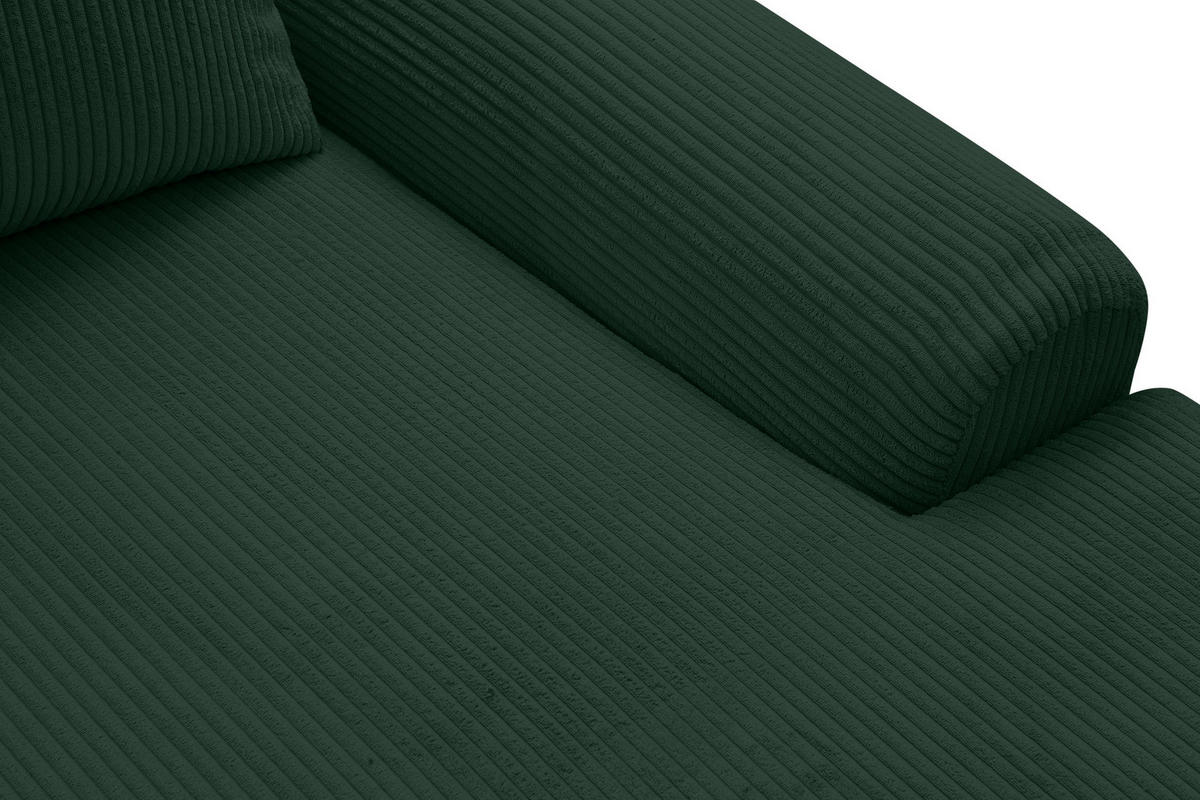 ECKSOFA Dream Cord in L-Form mit Schlaffunktion und Bettkasten, Farbe: Grün, Cordstoff, Ottomane Rechts - Grün, Textil (260/136cm) - VENASI MÖBEL