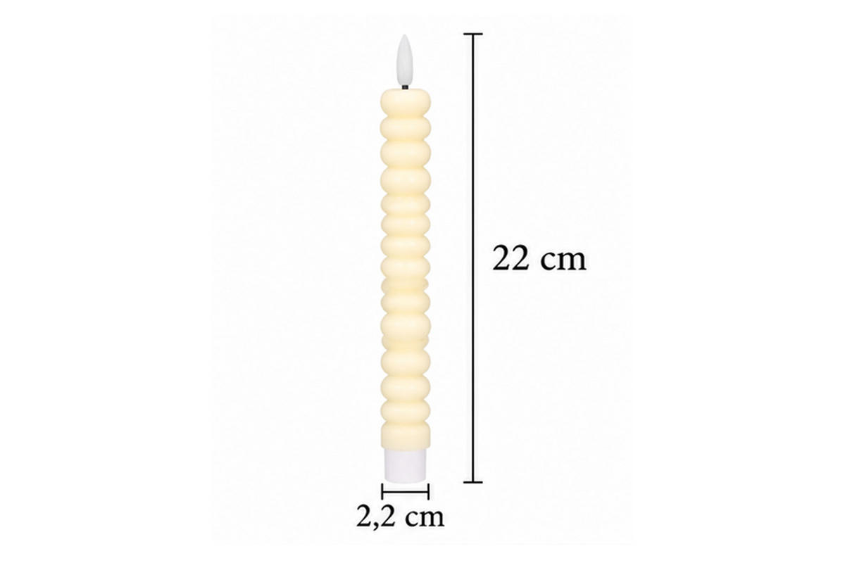 LED-KERZENSET Ø2,2x22 cm, Creme - Creme, Naturmaterialien (2.2/2.2/22cm) - dasmöbelwerk