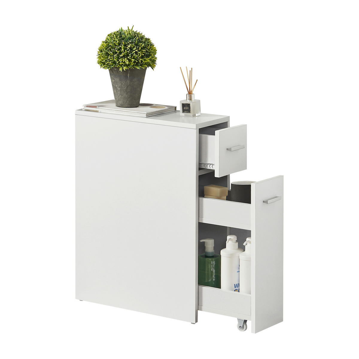SEITENSCHRANK Kauhajoki - Weiß, Holzwerkstoff (20/61/45cm) - [en.casa]