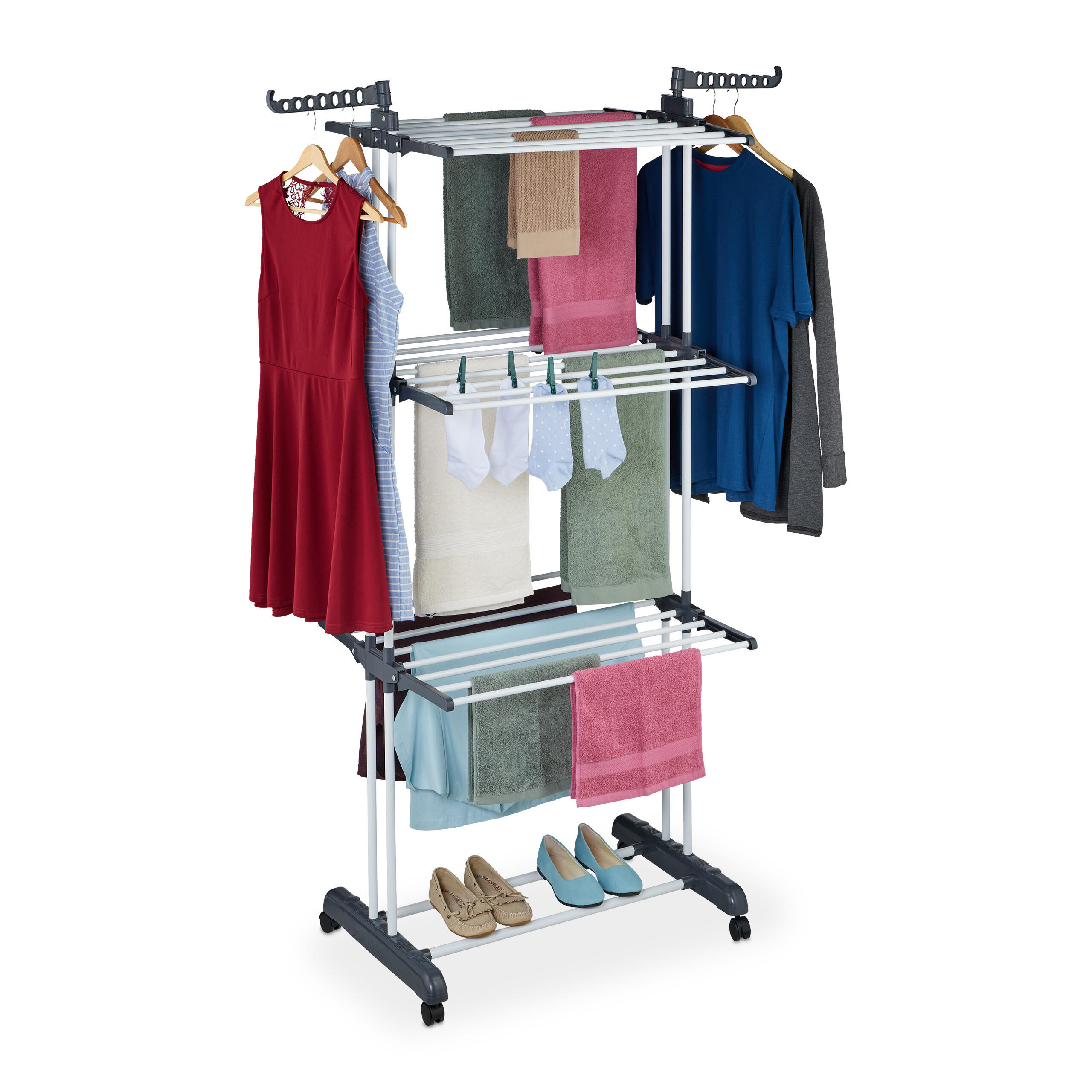STOJAN na prádlo - viacfarebná, kov/plast (126/173/64cm) - Relaxdays