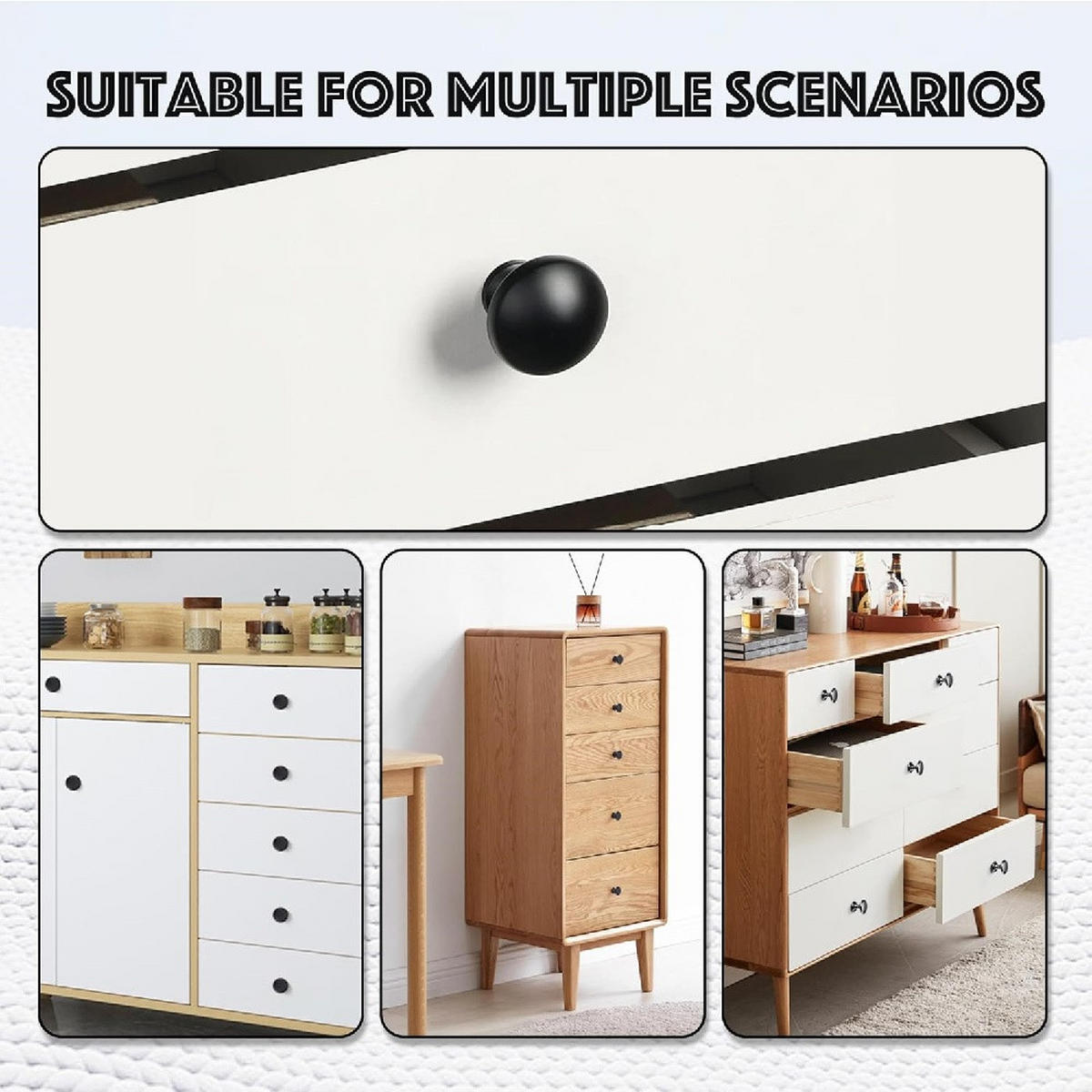 SCHRANKKNOPF 6er-Set Zinklegierung - Schwarz, Metall (2.1/2.9/2.9cm)