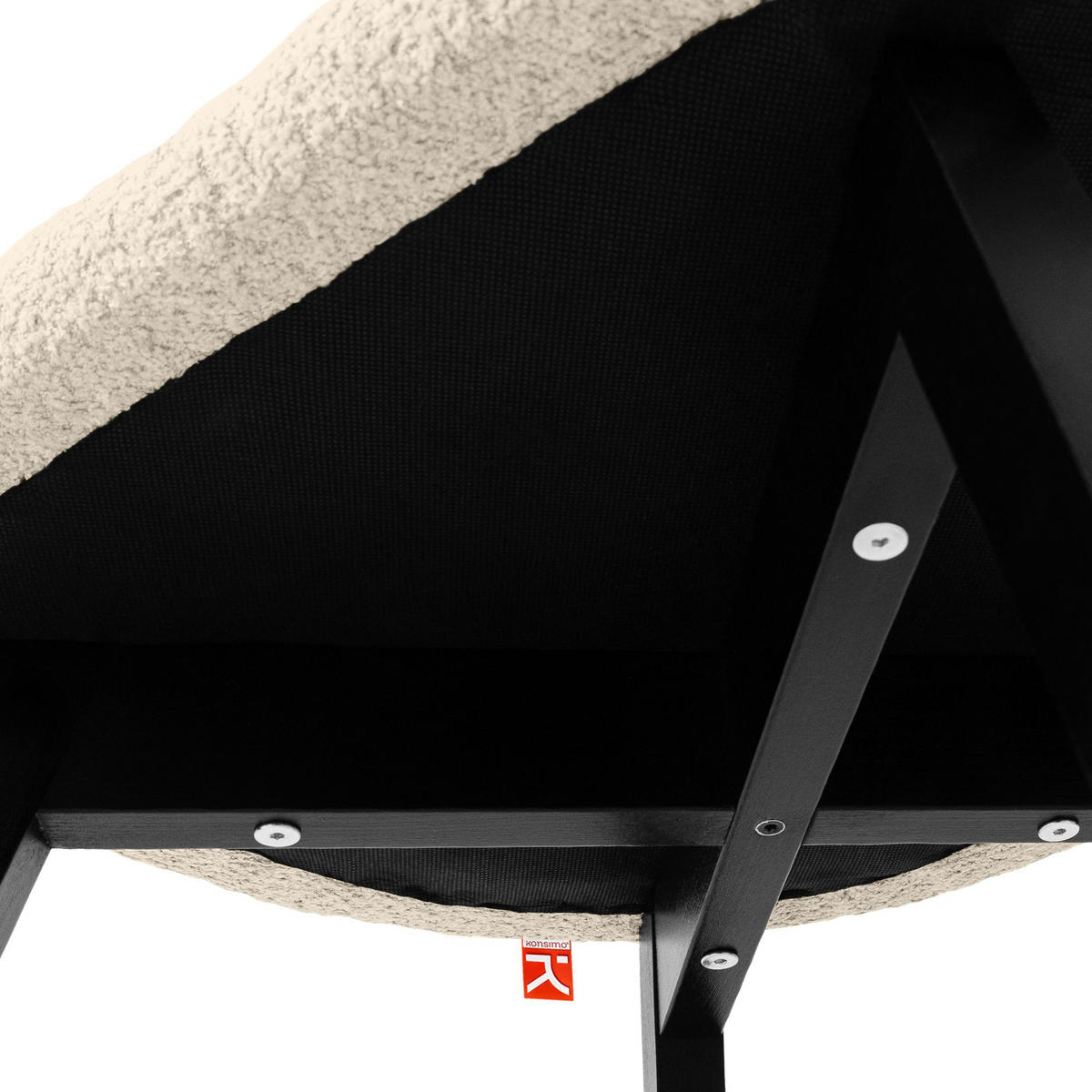POLSTERSTUHL LONIS Esszimmerstühle 2er Set - Beige/Schwarz, Holz/Textil (55/82/54cm) - KONSIMO®