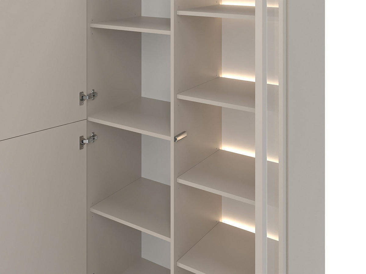 VITRINENSCHRANK - 100 x 45 - glas - beige Lesfara - Beige, Glas/Holz (100/190.5/45cm) - Vente-Unique