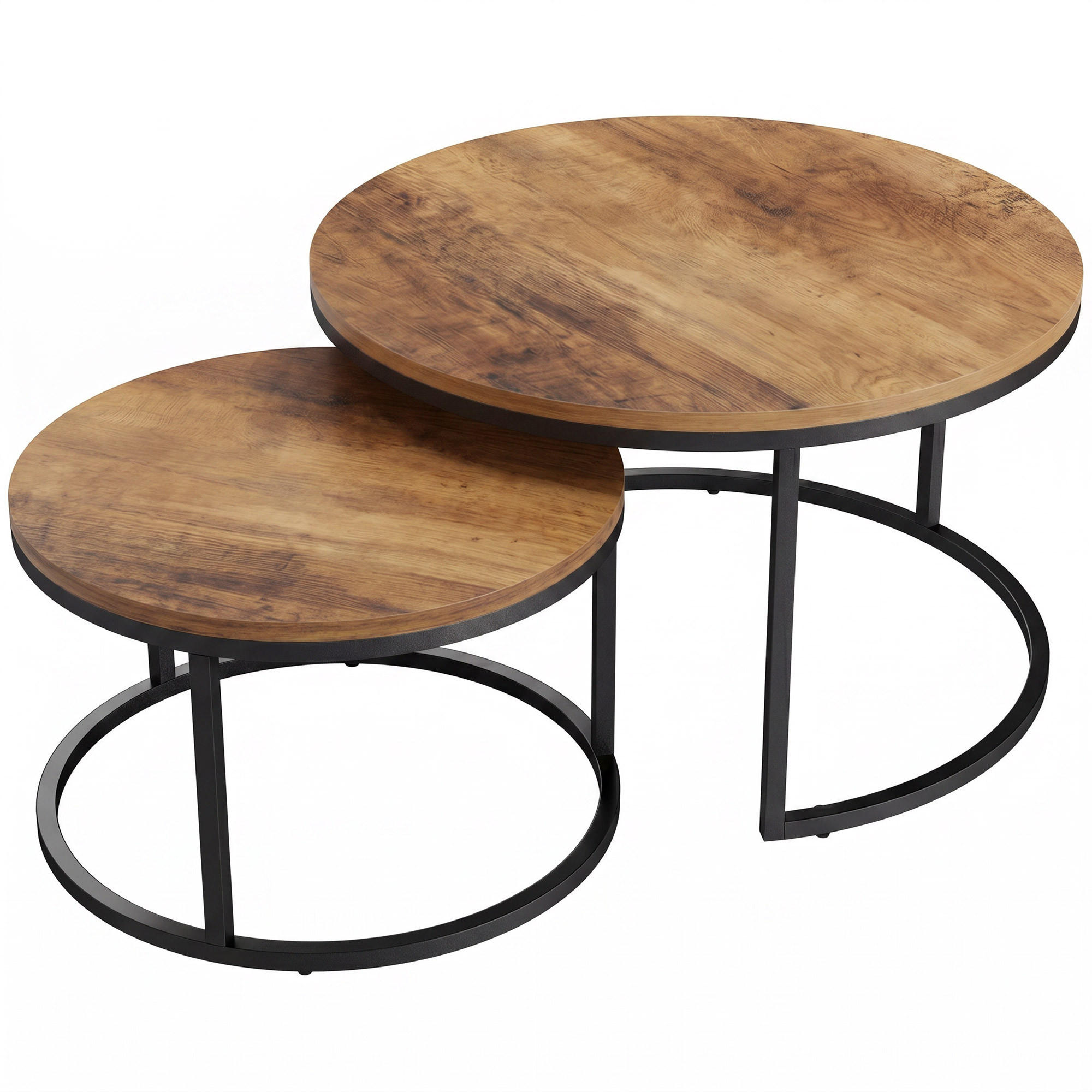 COUCHTISCH 2er Set Spanplatte Metall Braun - Schwarz/Braun, Holzwerkstoff/Metall (60/60/45cm) - HOMCOM
