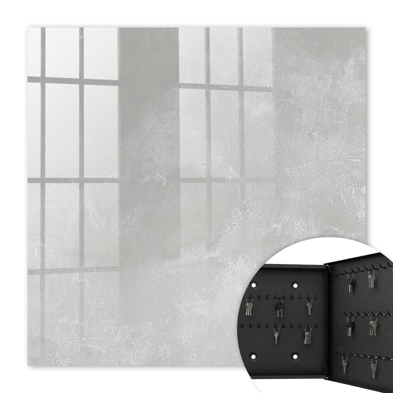 SCHLÜSSELBOX Schwarz 30x30 cm- Türöffnung nach rechts - Graue Eleganz - Grau, Metall (30/30/5cm) - TULUP