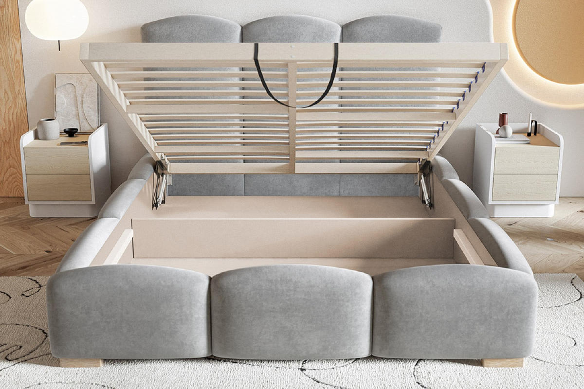 POLSTERBETT 140x200 cm Roma, Bettkasten, Lattenrost, Beige - Beige, Holz/Textil (140/200cm) - Emporius