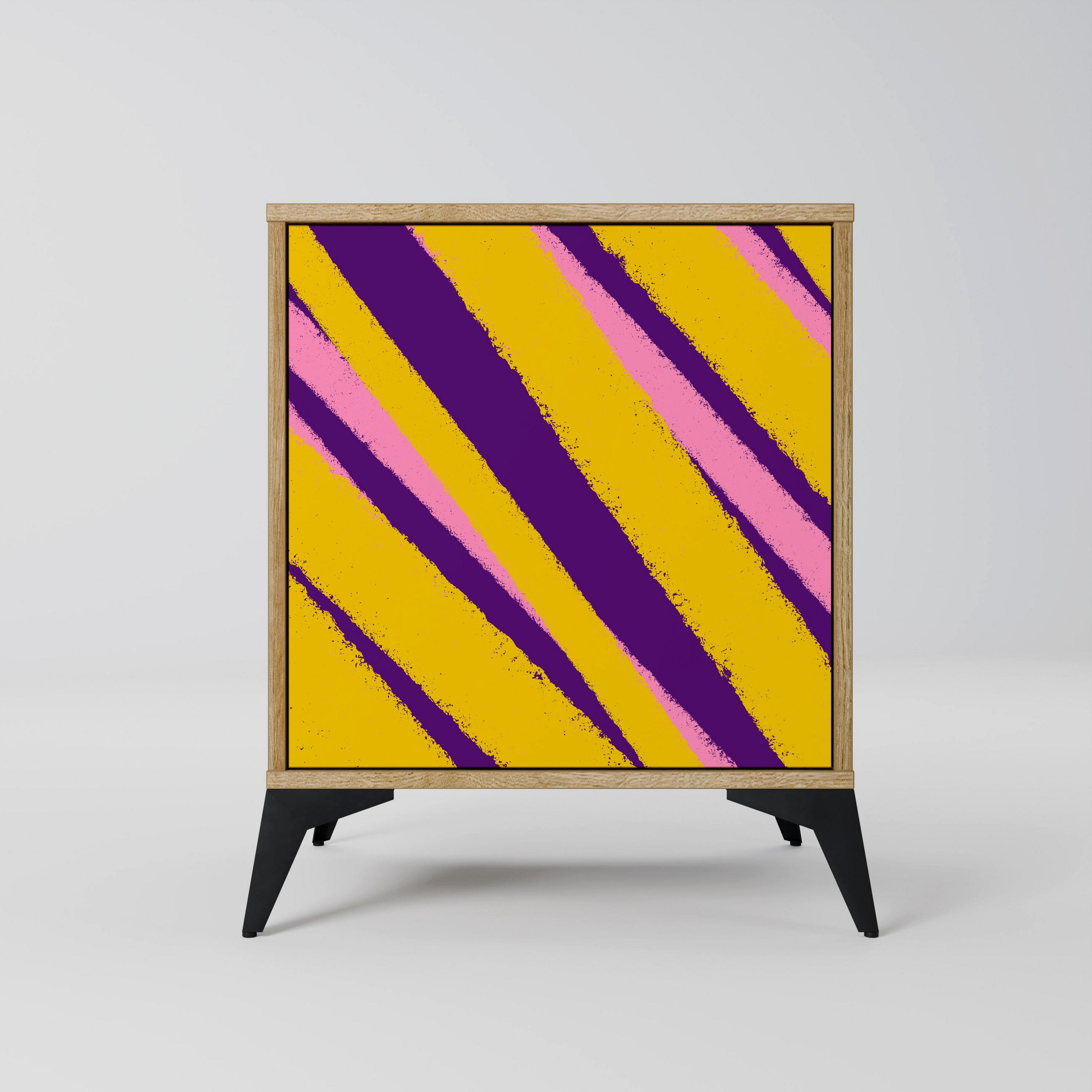 SIDEBOARD DREAMS COME TRUE, Eichefarben, 57,5x42x70,5 cm, Schwarze Metall-Sternfüße - Eichefarben/Multicolor, Holzwerkstoff/Metall (57.5/70.5/42cm) - SpaceRebels