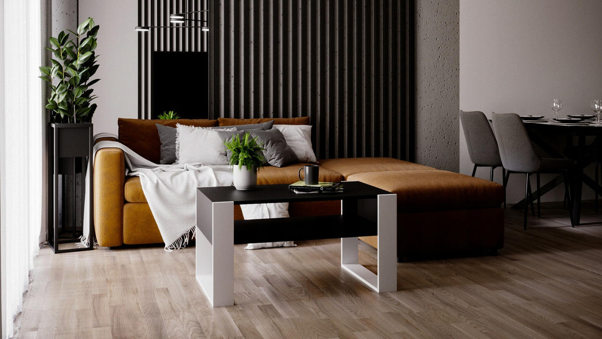 COUCHTISCH Karo92 92/45/53,6 - Schwarz/Weiß, Holzwerkstoff (54/92/45cm) - RAUMHIRSCH FURNITURE