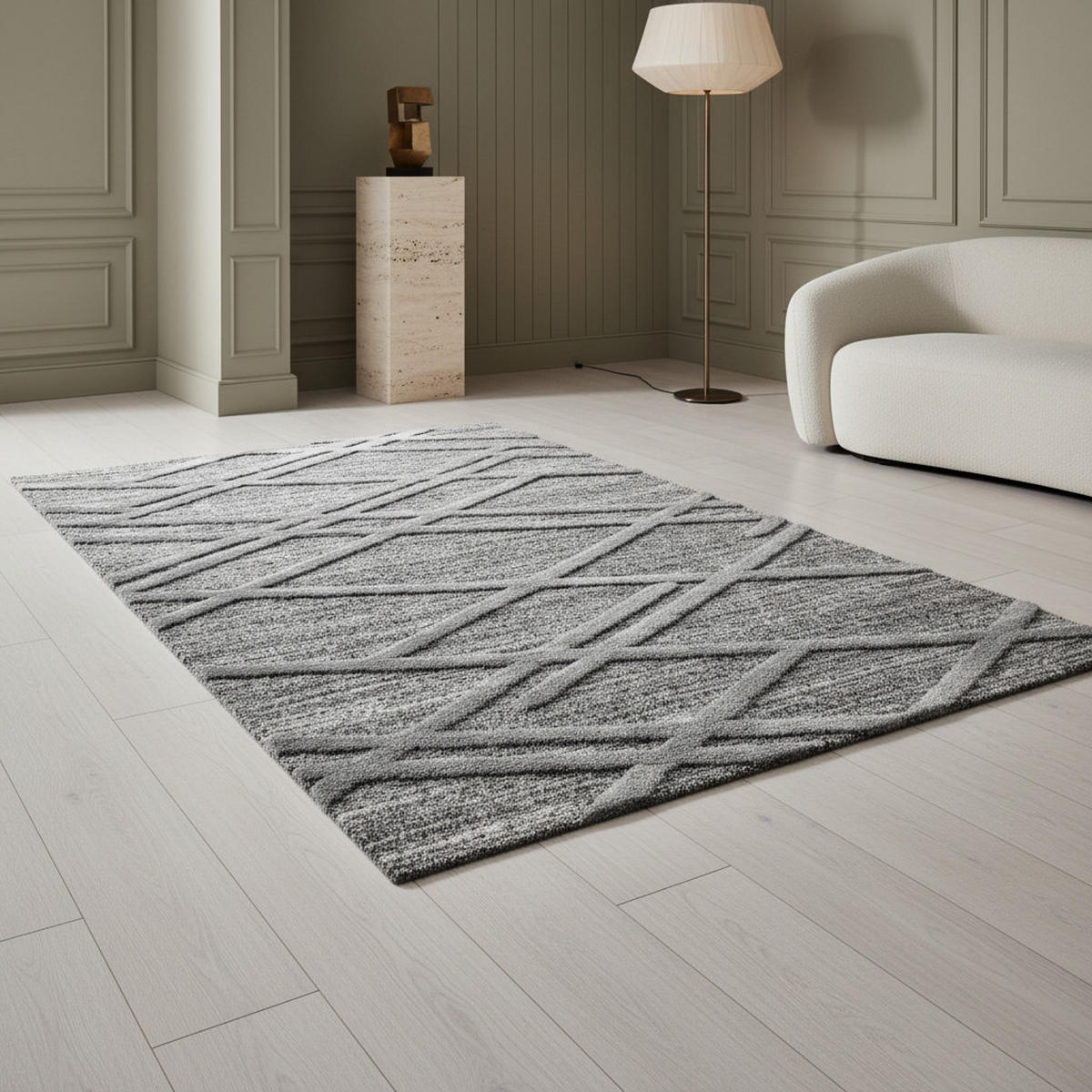 TEPPICH 3D-Effekt Bohemian Skulptural Waschbar Esszimmer Strapazierfähig Grau 80x150 cm Flur – EISACK - Grau, Textil (80/150cm) - KADIMA DESIGN