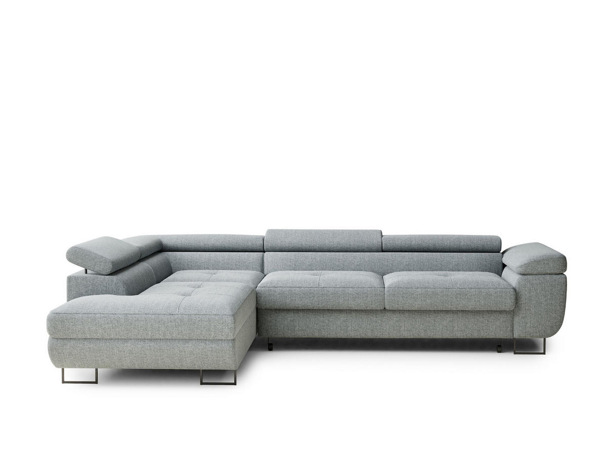 ECKSOFA Concord Blau grau Webstoff - Links Seite - Blaugrau/Schwarz, Holz/Holzwerkstoff (203/277cm) - Maison de Reve