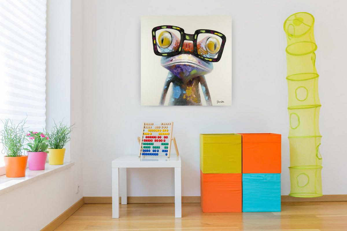 ÖLGEMÄLDE 80/80 cm - Blau/Gelb, Holz/Textil (80/80cm) - KUNSTLOFT