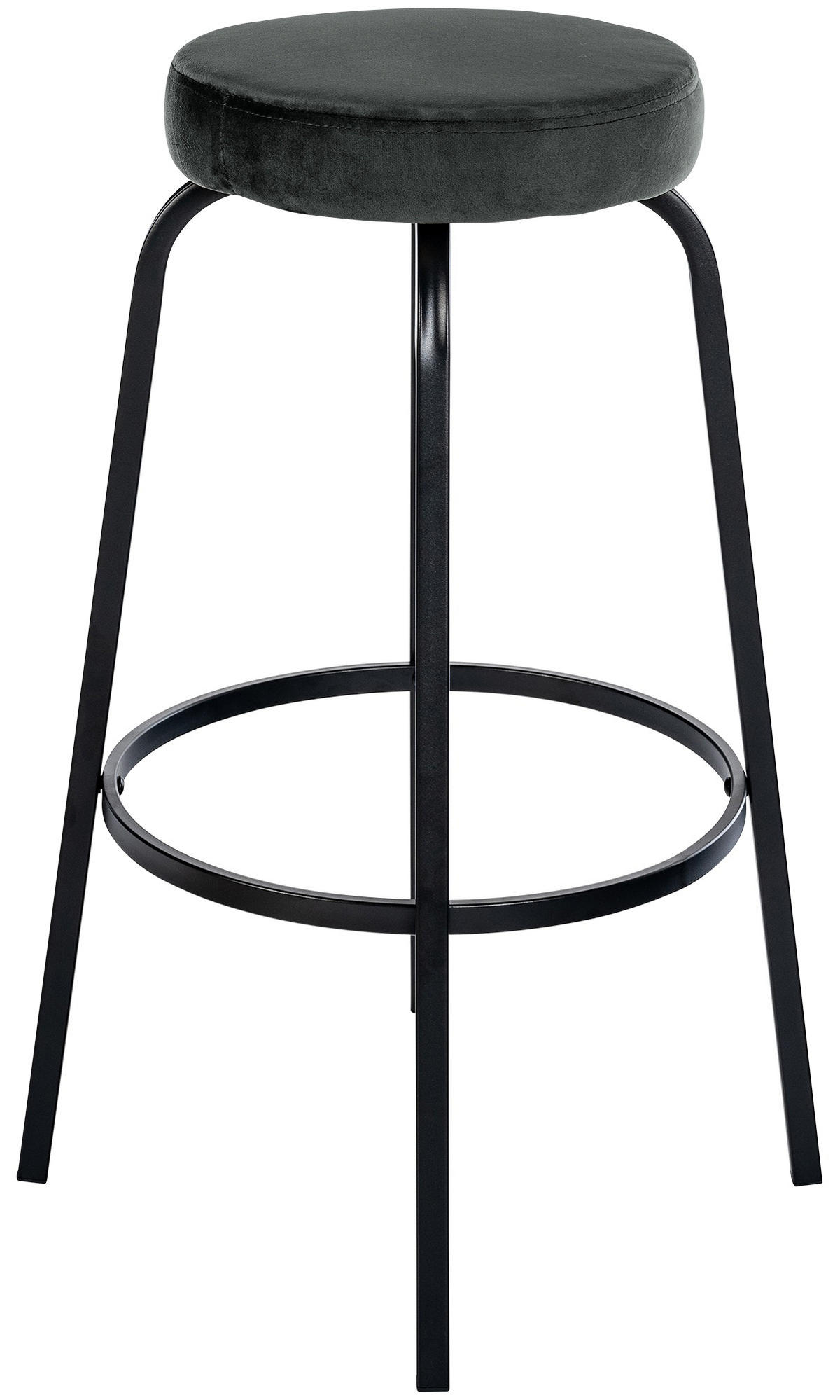 BARHOCKER Samt Dunkelgrau - Dunkelgrau/Schwarz, Textil/Metall (54/77/54cm) - CLP