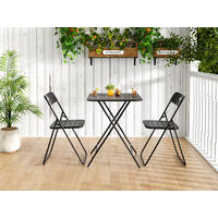 BISTROSET 3 teilig klappbar Metall schwarz - Schwarz, Metall - LEBENLANG