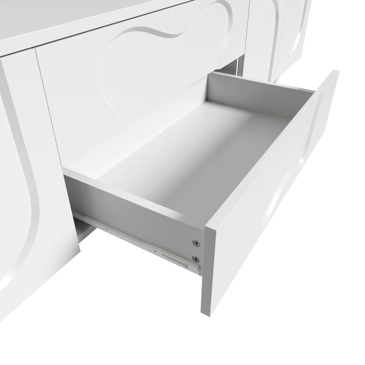 TV-SCHRANK 180/40/42 cm weiß PB mit massivem Holzbeinen und multifunktionalen Fächern - Weiß, Holzwerkstoff (180/42/40cm) - OKWISH