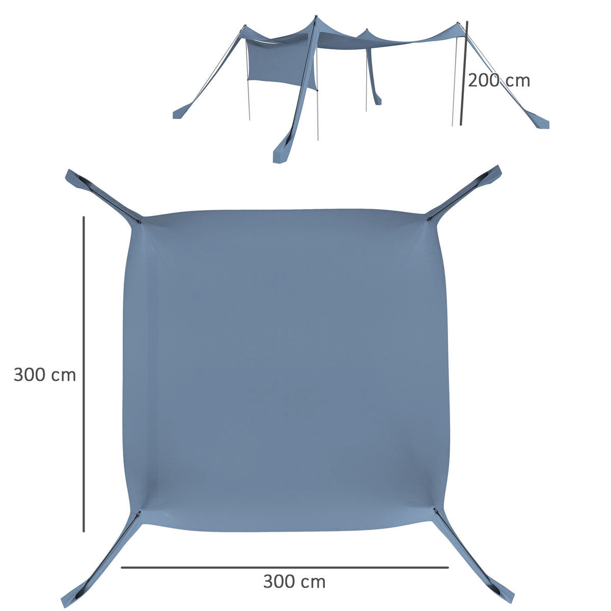 GARTENZELT Blau, Polyammoniak, Stahl - Blau, Metall (300/300cm) - Outsunny