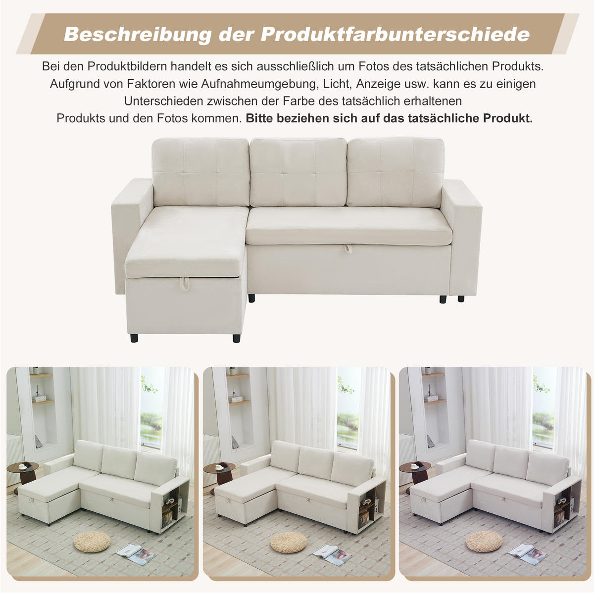 ECKSOFA 202/136/85 cm Beige mit Stauraum - Beige, Textil (202/136cm) - Oxeza