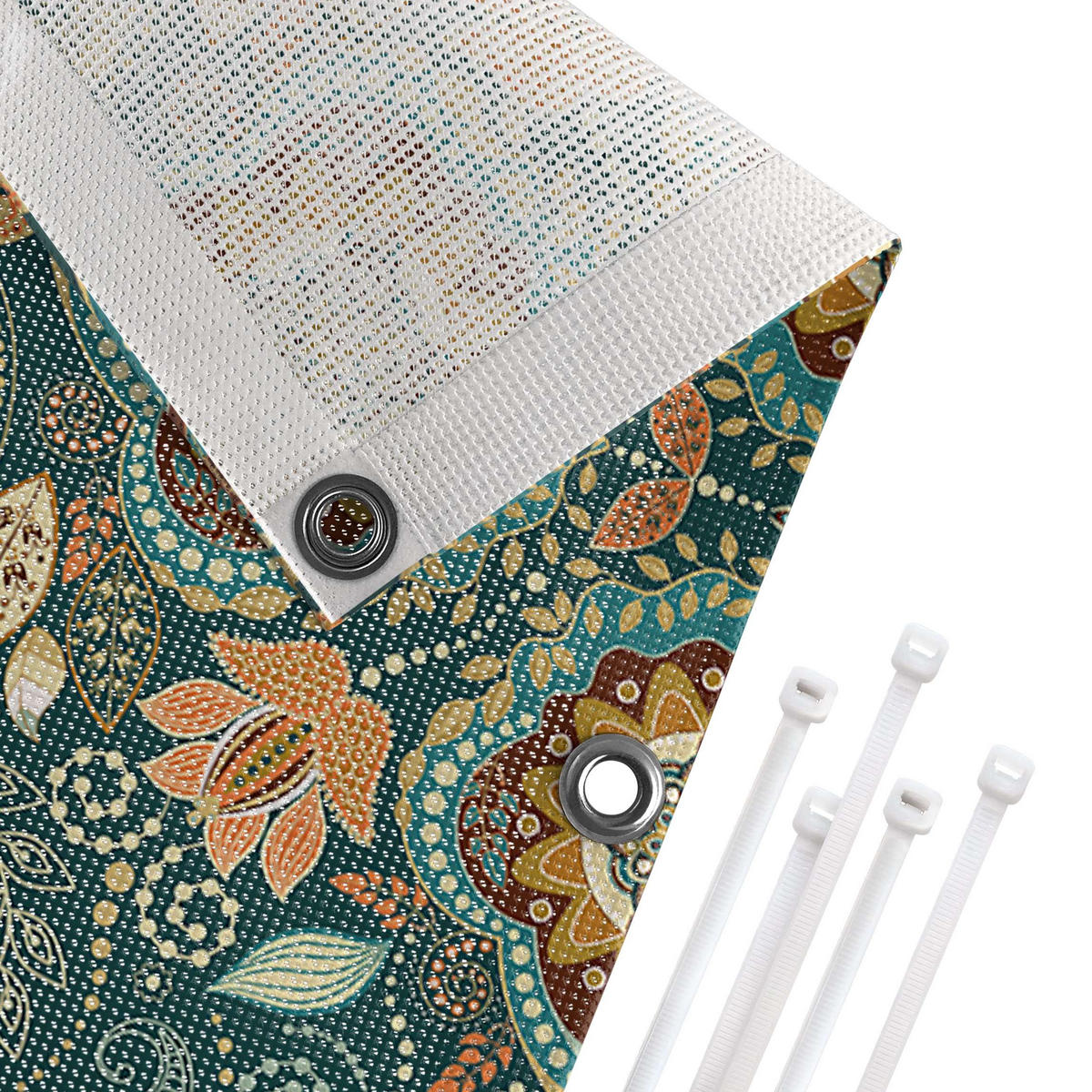 BALKON SICHTSCHUTZ Detailliertes Boho Muster in Grün 700/75 cm - Grün, Kunststoff (700/75cm) - Bilderwelten