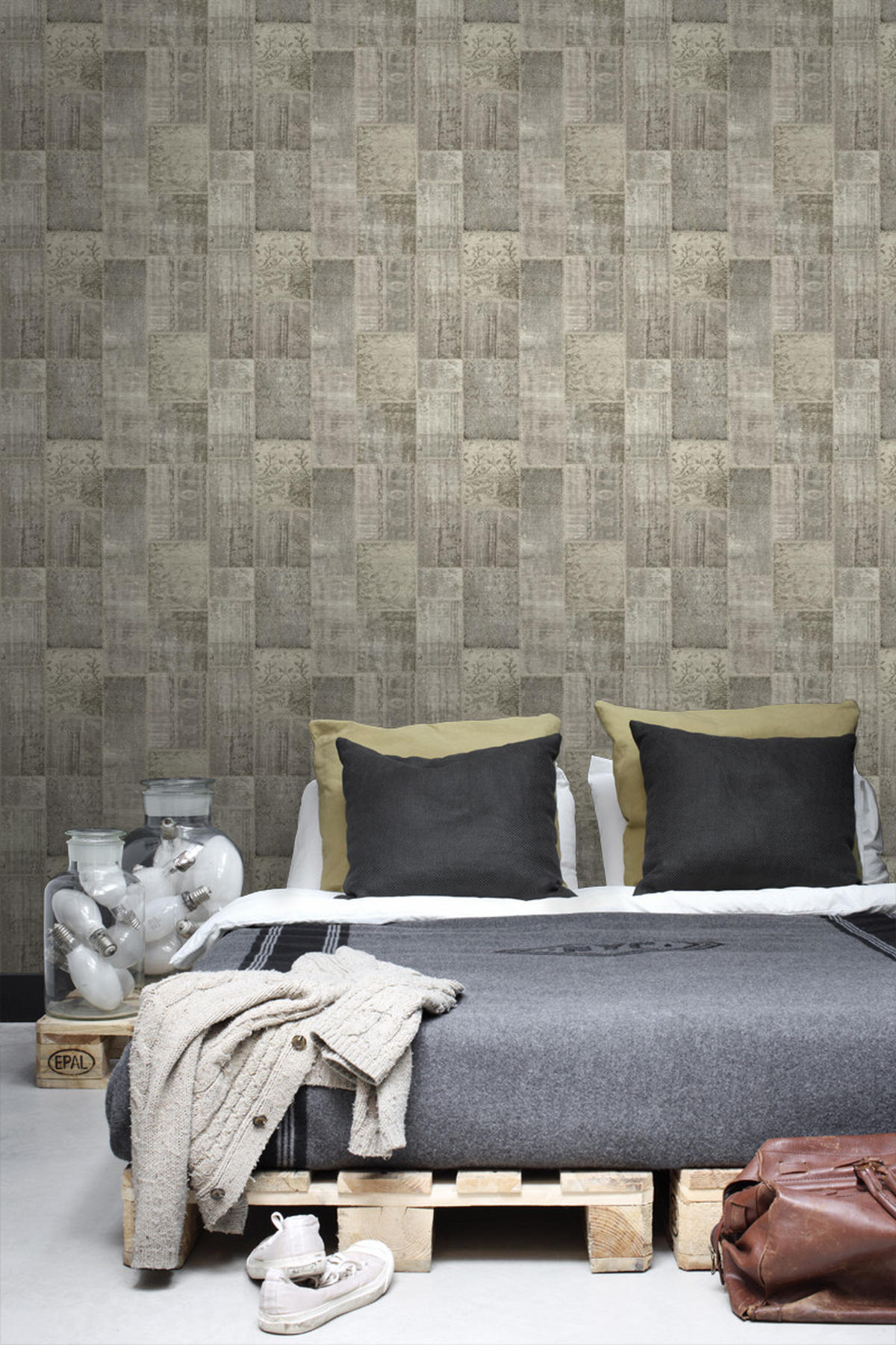 TAPETE Kelim-Patchwork 53 cm x 10.05 m - Braun, Papier (53/1000cm) - ESTAhome