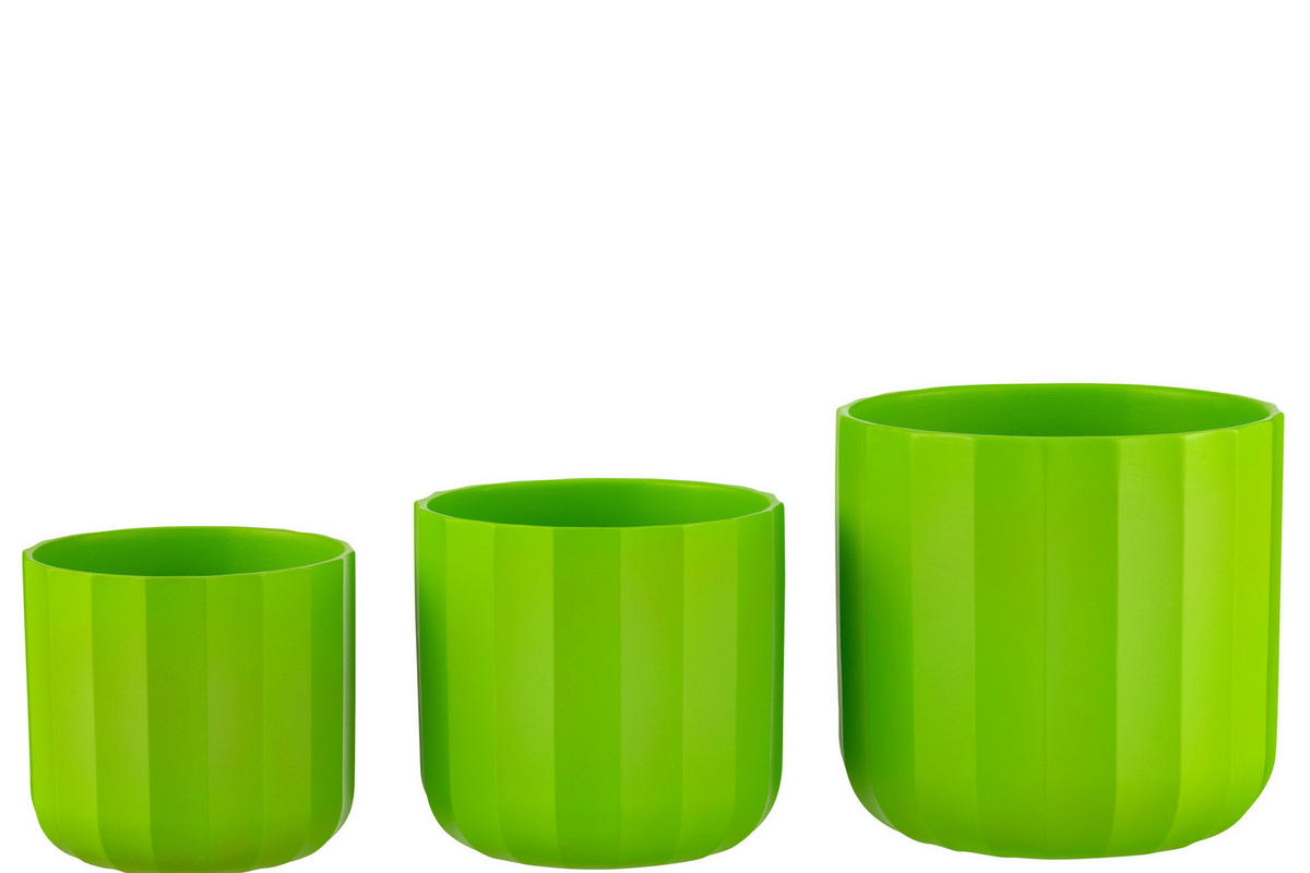 BLUMENTOPF SUMMER - Töpferei - Grün - L - 2er set - Ø 18,5 cm - Grün, Keramik (18.5/18cm) - J-Line