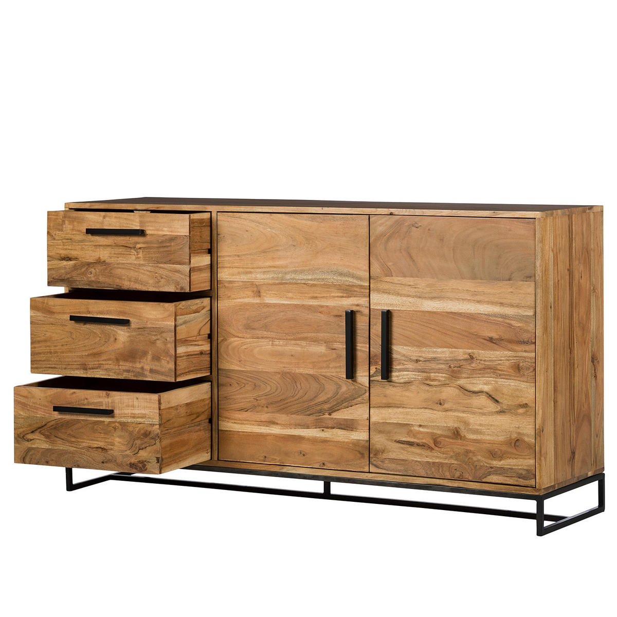 SIDEBOARD - Akazie massiv - Akaziefarben, Holz (145/80/40cm) - home24