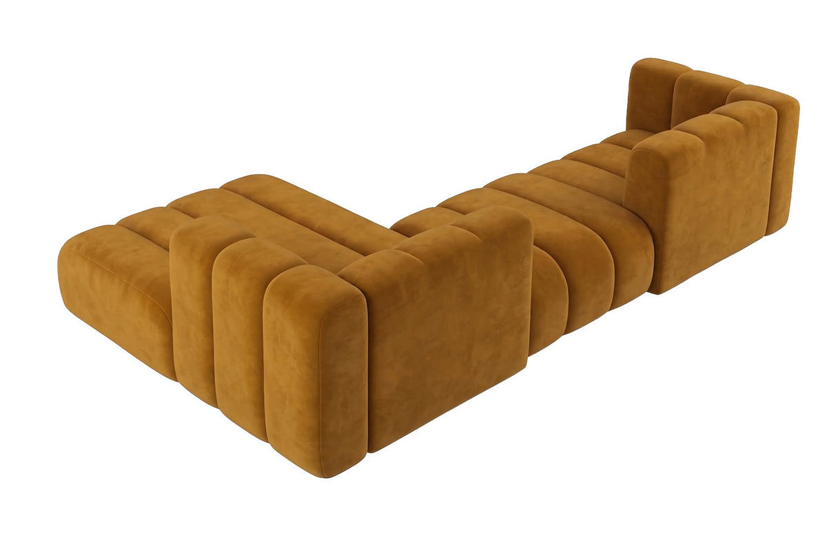 ECKSOFA Modulares In L-Form, Velvet-Stoff Riviera, Senffarbe, Links, GRAND 319 cm - Gelb, Holz (319/175cm) - Kaiser Möbel