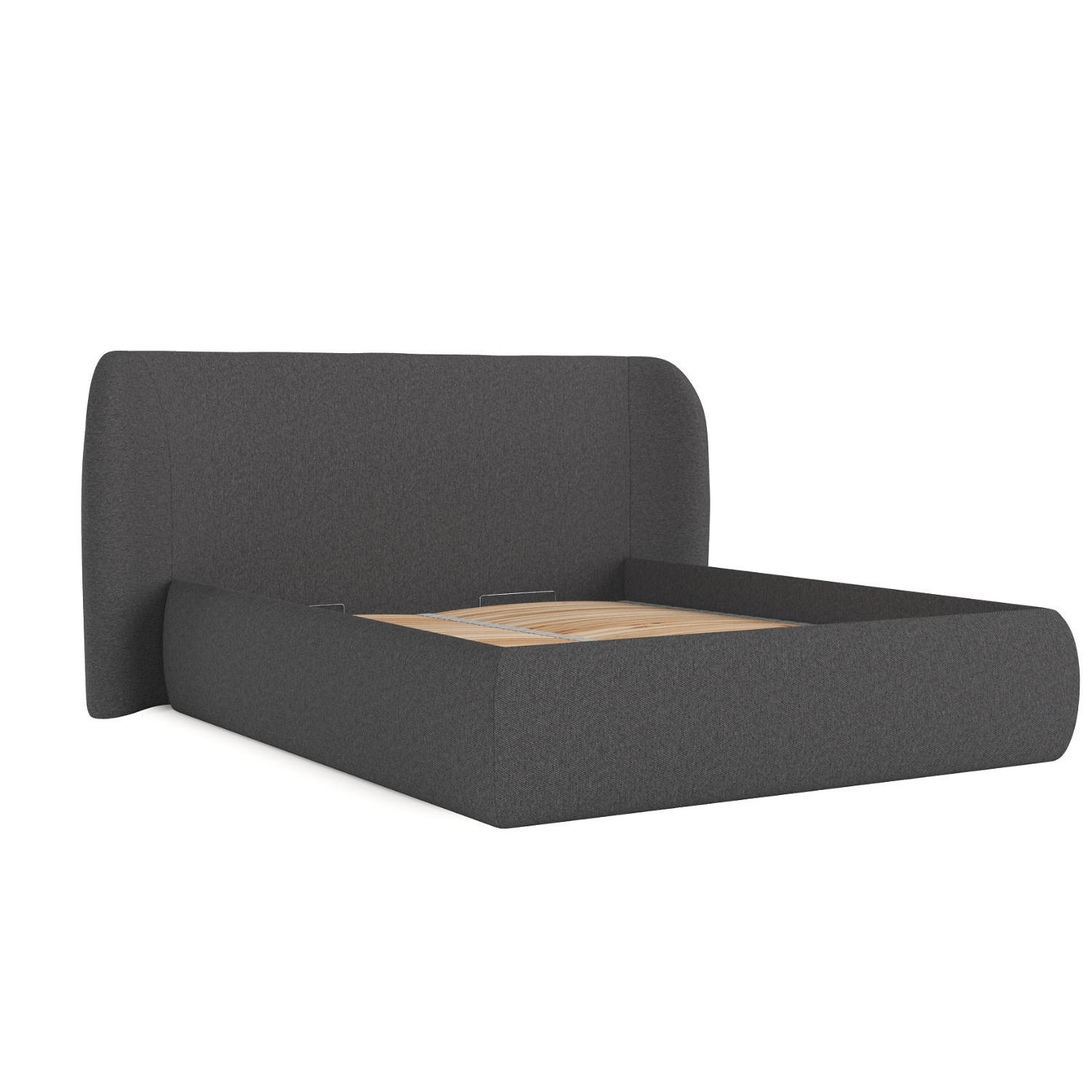 POLSTERBETT Bellano mit Stauraum 180/200 cm Anthrazit im Megan Stoff - Anthrazit/Schwarz, Holz/Holzwerkstoff (180/200cm) - AltaBeds