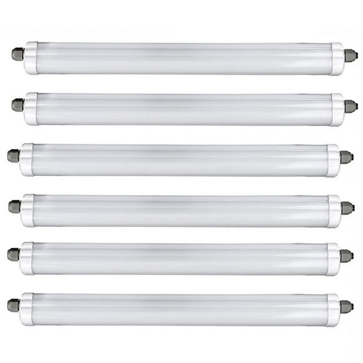 LED DECKENLEUCHTE Kunststoff Weiß 6er Set - Weiß, Kunststoff (150/6.5/5.8cm)