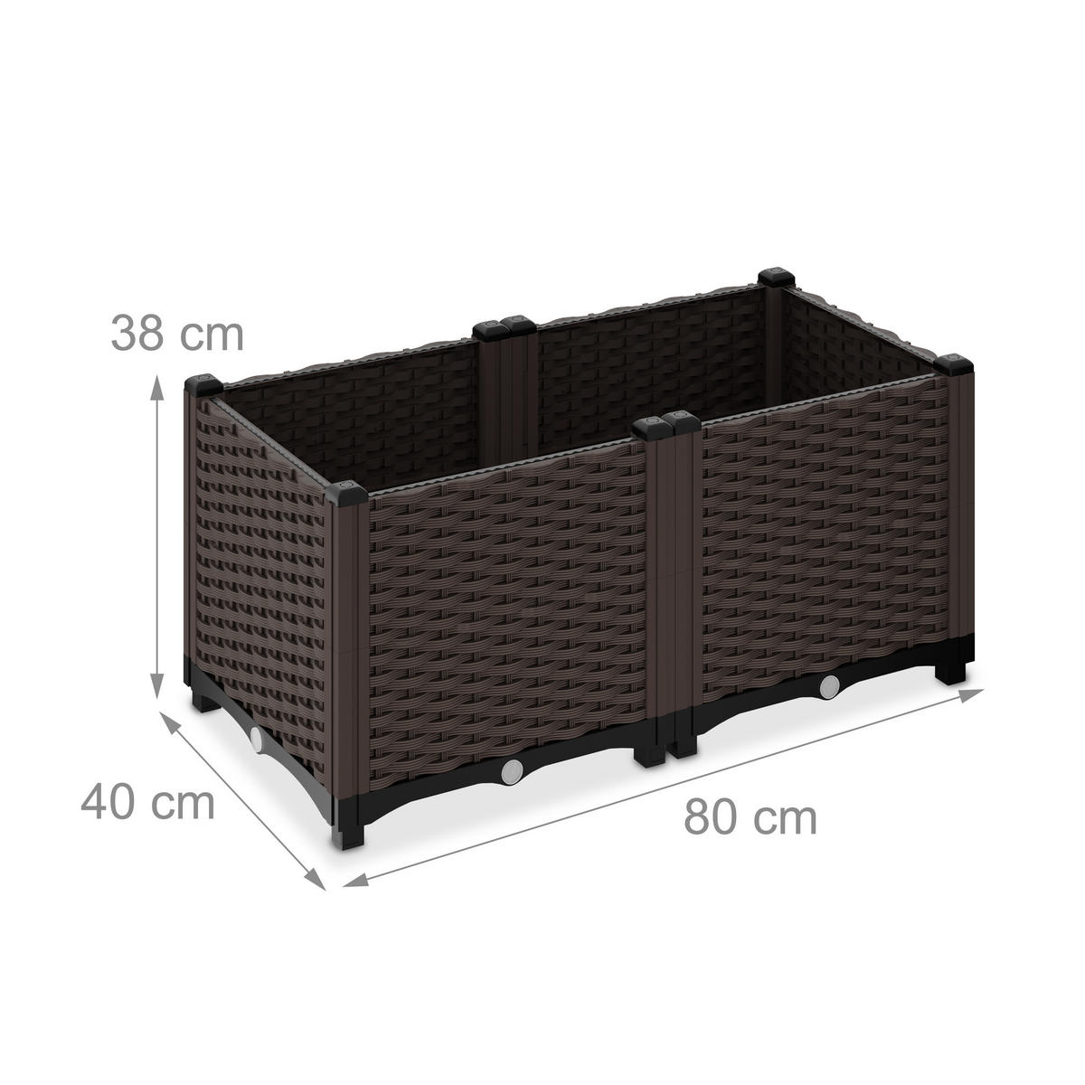 PFLANZKÜBEL - Braun, Kunststoff (80/38/40cm) - Relaxdays