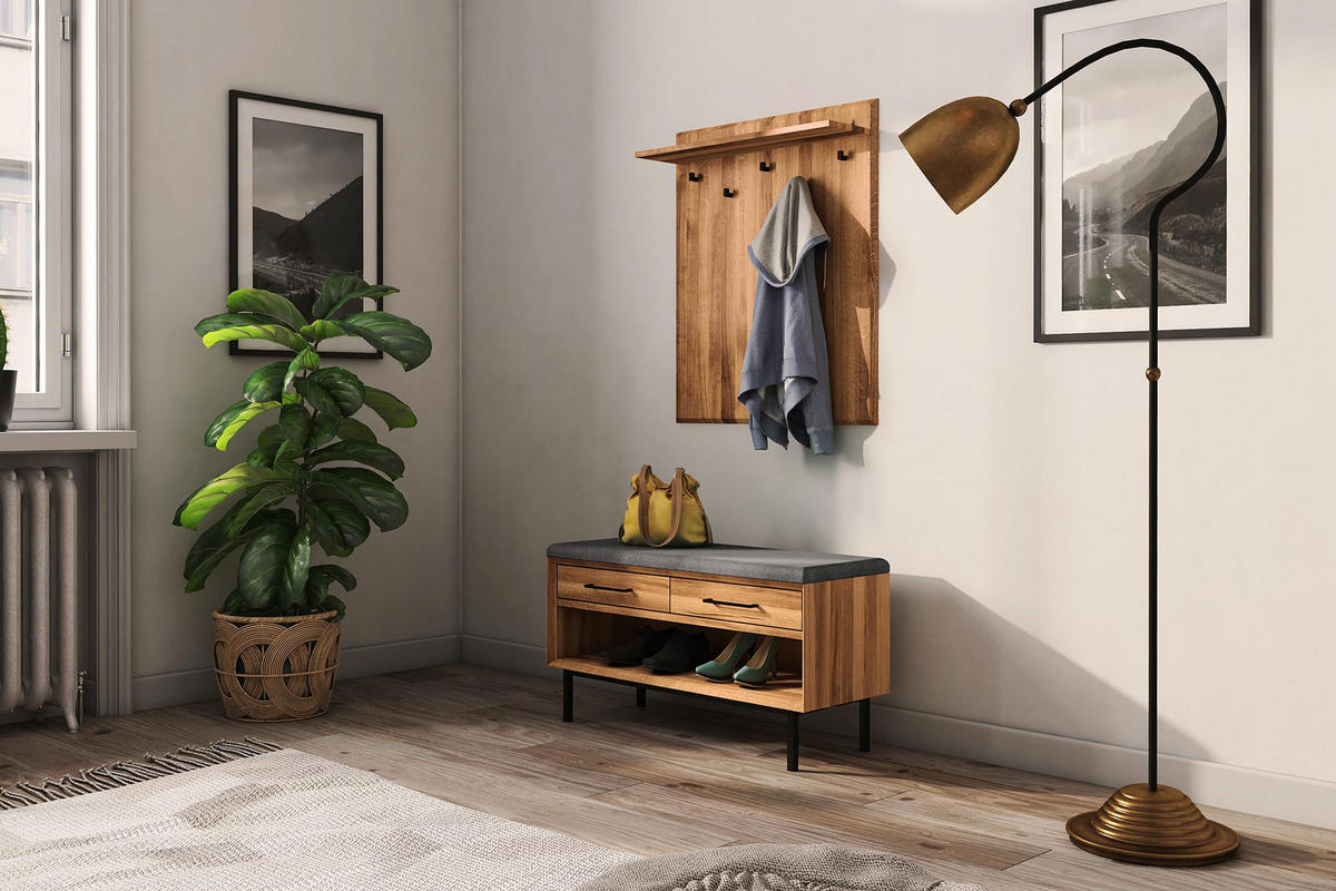 HALLENBANK LEON Wildeiche - Wildeiche, Holz (97/52/36cm) - byoak