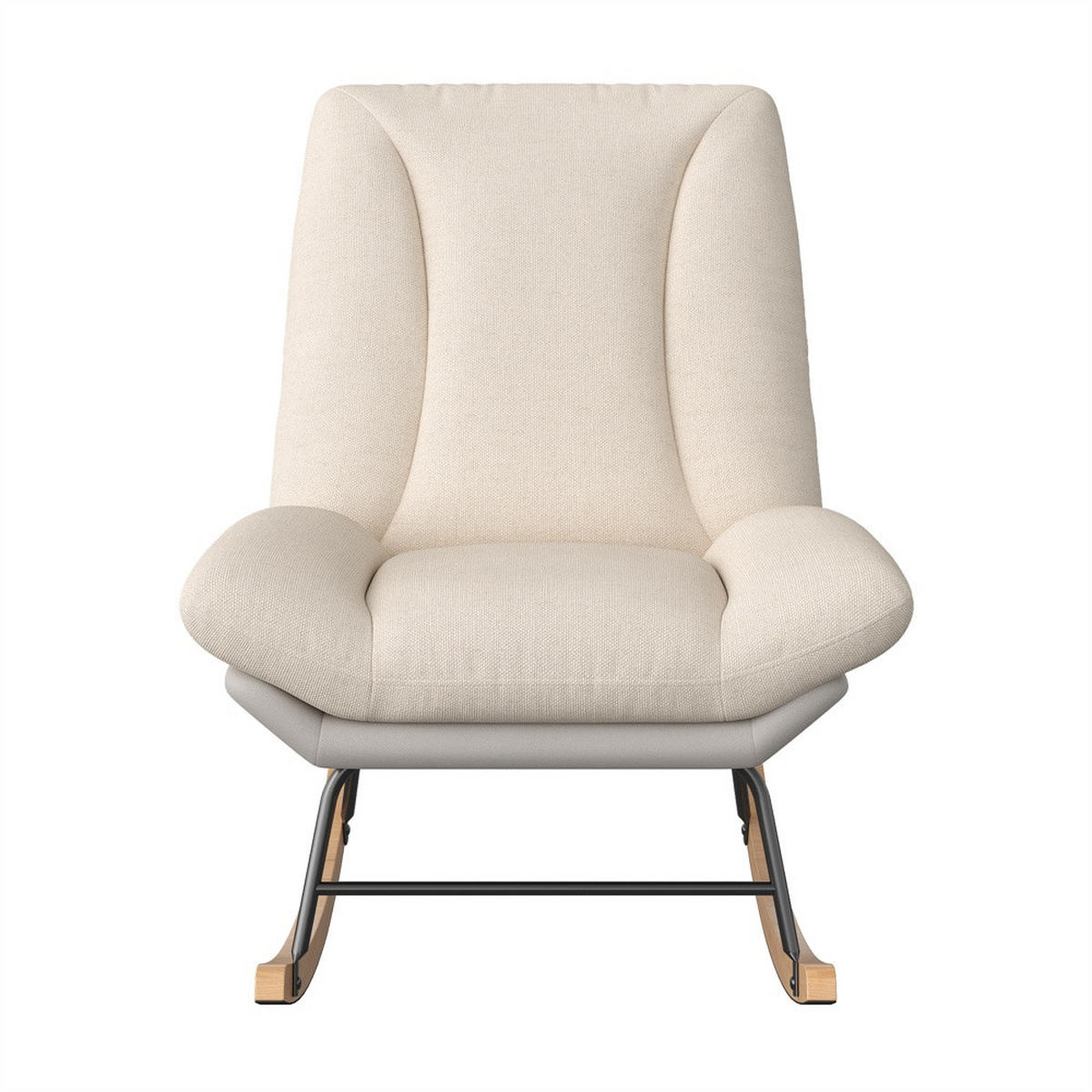 SCHAUKELSTUHL - 5-stufig verstellbare Rückenlehne und Klettverschluss-Fixierung - Cremeweiß-Grau - Creme, Textil (74/710/57cm) - DELFA