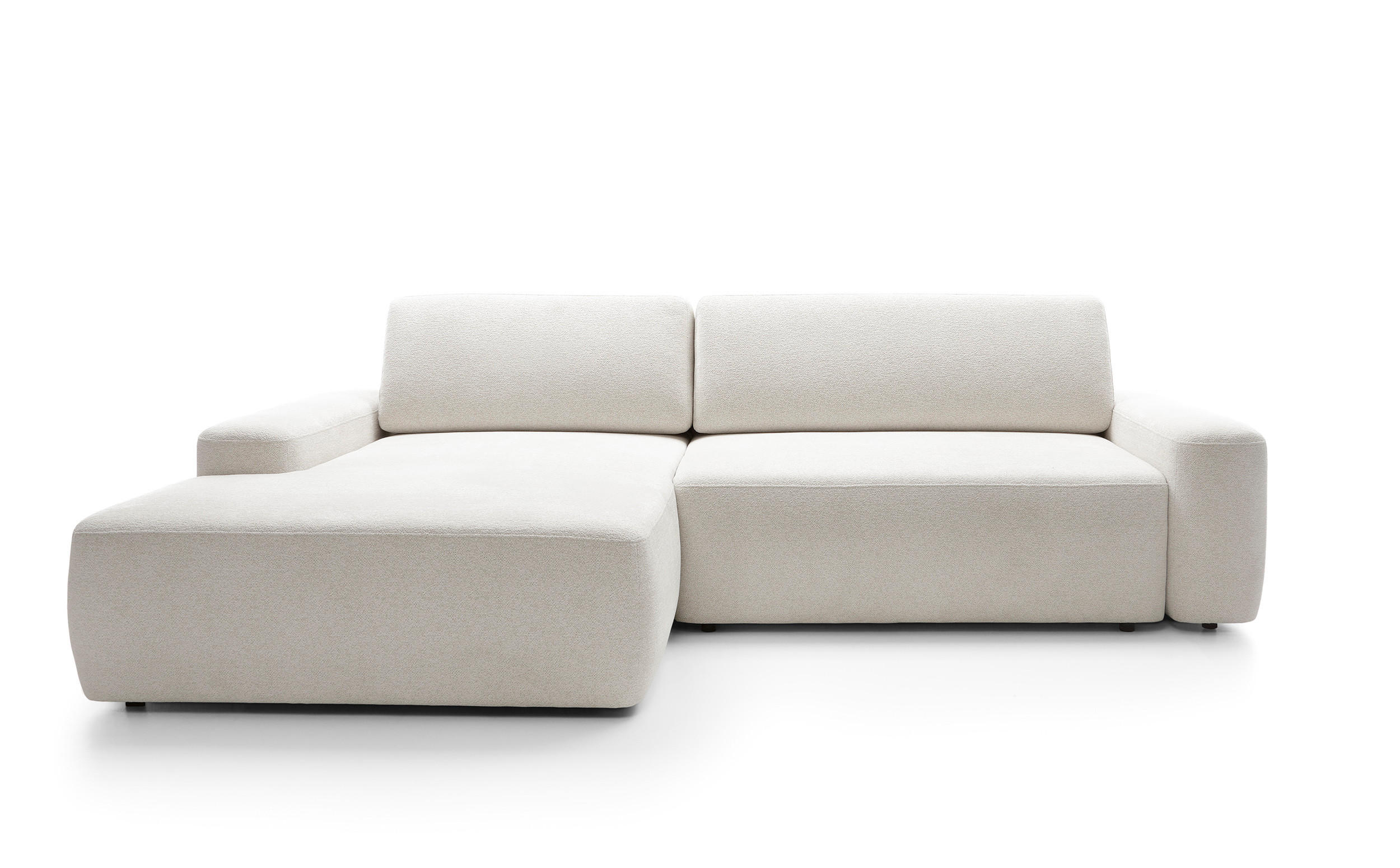 ECKSOFA BOULI 4-Sitzer Polstersofa Raven mit Schlaffunktion 130x210cm Bettzeugablage 264x162x82cm linksseitig Farbe: beige - Beige, Holz/Textil (162/264cm) - DomoHome