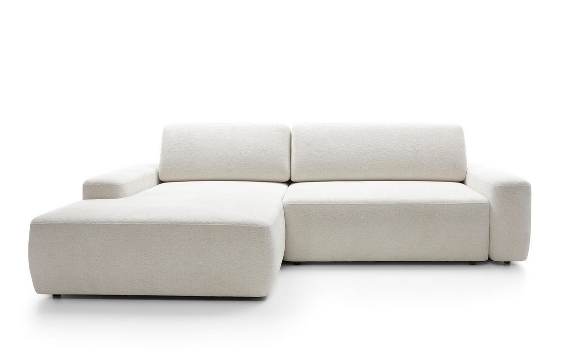 ECKSOFA BOULI 4-Sitzer Polstersofa Raven mit Schlaffunktion 130x210cm Bettzeugablage 264x162x82cm linksseitig Farbe: beige - Beige, Holz/Textil (162/264cm) - DomoHome
