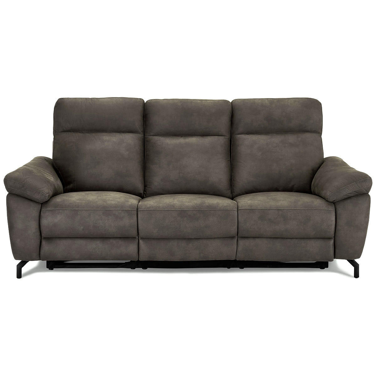 DREISITZER-SOFA Mikrofaser Braun (Taupe) - Braun, Leder/Metall (222/101/96cm) - Furnhouse