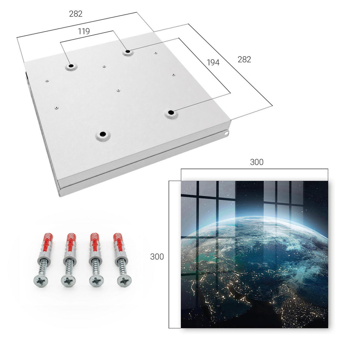 SCHLÜSSELBOX Weiß 30x30 cm – Türöffnung nach rechts - Nacht Erde - Blau, Metall (30/30/5cm) - TULUP
