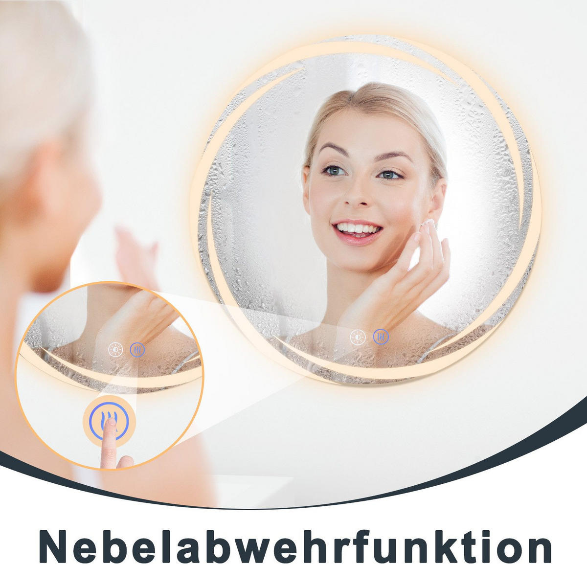 BADEZIMMERSPIEGEL Redick mit LED-Leuchte Ø80 cm - Weiß, Glas (80/2.4/80cm) - Nettlife