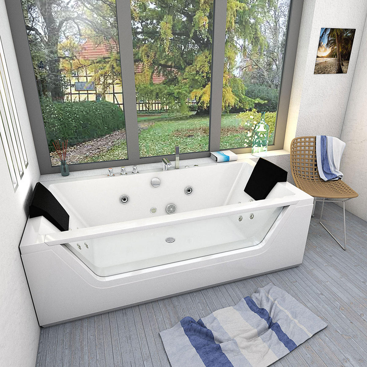WHIRLPOOL Pool Badewanne Wanne W83-TH-A - Weiß, Glas/Kunststoff (90/55/180cm) - AcquaVapore by Sandra Jentho