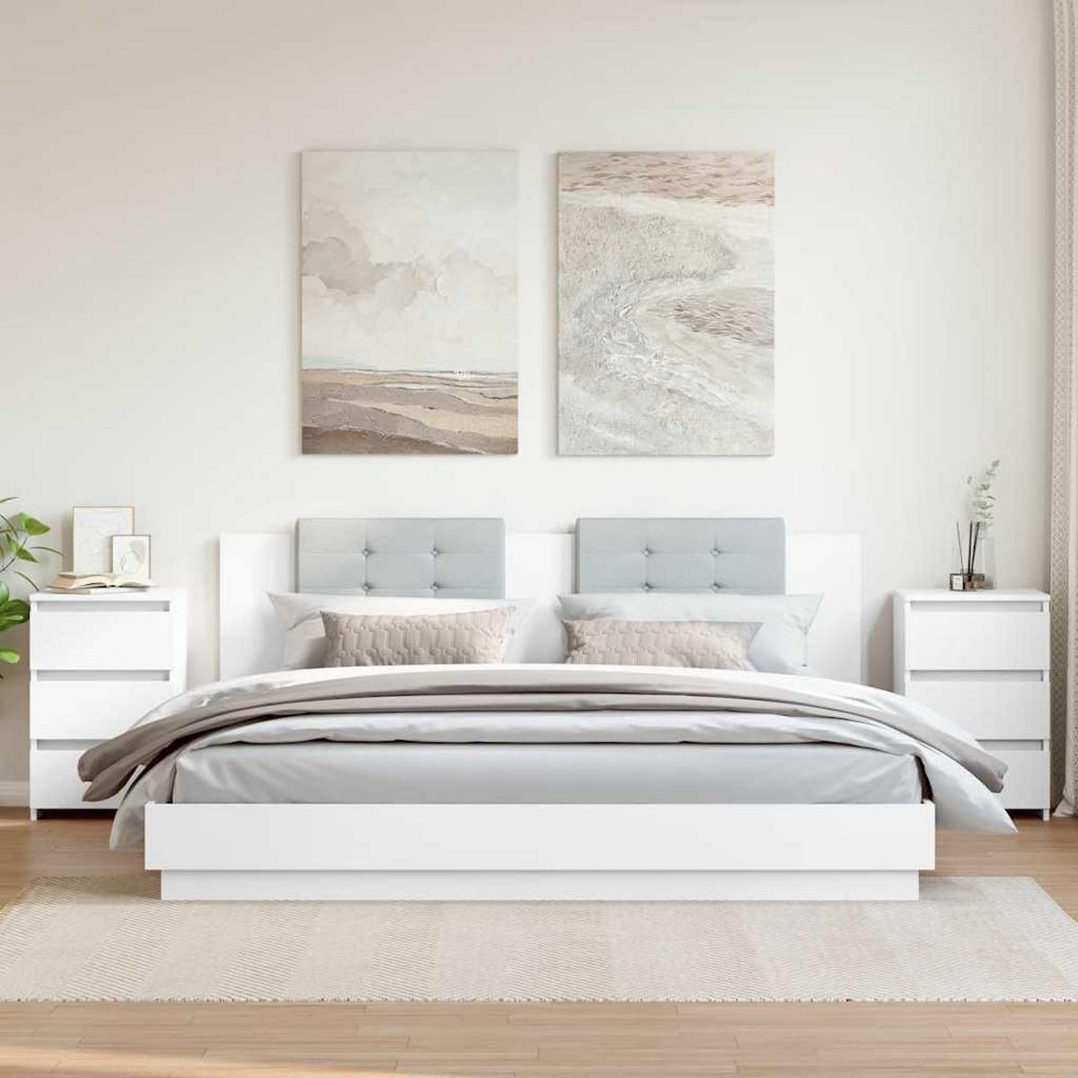 NACHTTISCH 2 Stk. mit 3 Schubladen 40/35/62,5 cm aus Holzwerkstoff in Weiß - Weiß, Holz (40/62.5/35cm) - vidaXL