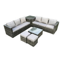 GARTENSET mit Couchtisch Polyrattan 8-Sitzer - Dunkelgrau, Metall - Fimous