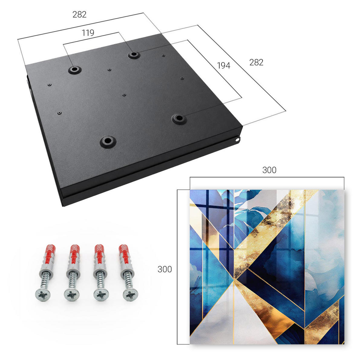 SCHLÜSSELBOX Schwarz 30x30 cm- Türöffnung nach rechts - Blaue Eleganz - Blau, Metall (30/30/5cm) - TULUP