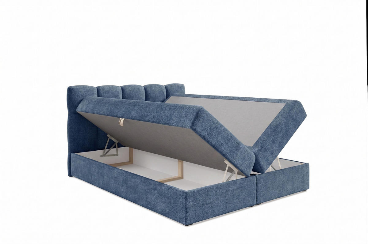 BOXSPRINGBETT mit zwei Stauräume 120x200 cm in Blau - Blau, Textil (120/200cm) - Home Collective