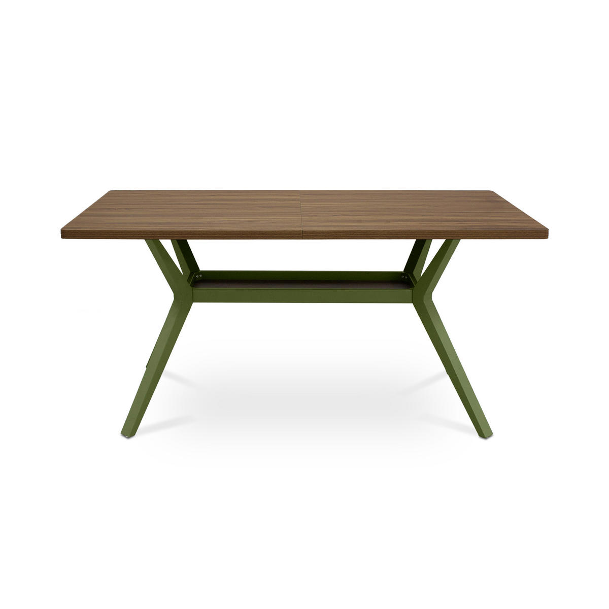 ESSTISCH 160cm Metallbeine Khaki Und Tischplatte Nussbaum-Optik Andrea - Nussbaumfarben/Grün, Holzwerkstoff/Metall (90/160/75cm) - Sicaan