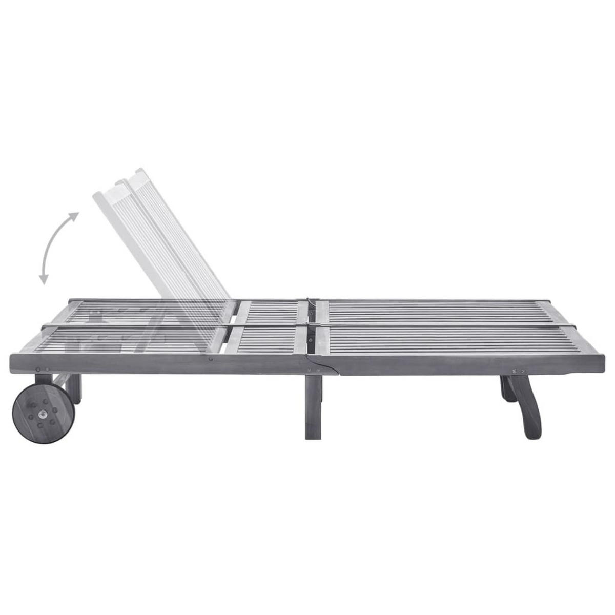 2-PERSONEN-SONNENLIEGE mit Auflage Grau Akazie Massivholz - Grau, Holz (200/76/200cm) - furnicato