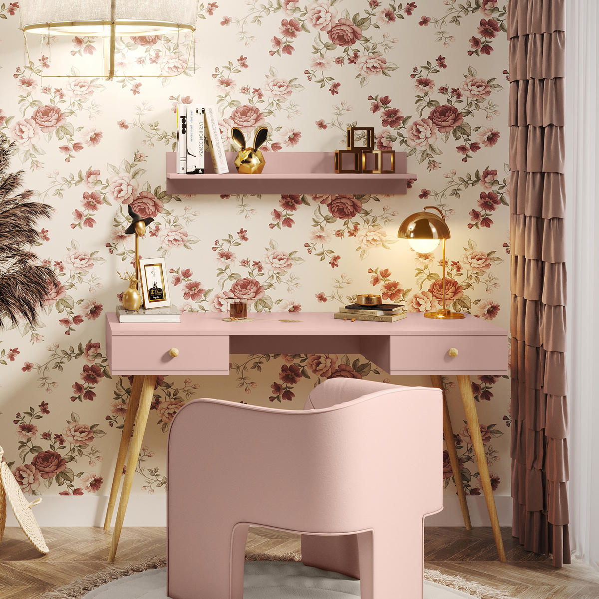 SCHREIBTISCH Laptoptisch Febog NATÜRLICHES ROSA - Pink, Holz (54/135/79cm) - Fedve