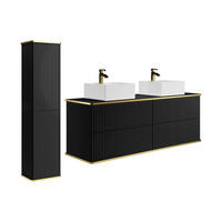 BADMÖBEL-SET - 120 cm x 47 cm - holz - schwarz Keliza - Weiß, Holz (120/54/47cm) - Vente-Unique