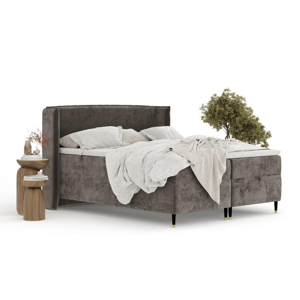Thumbnail - Maison de Reve Boxbett, Dunkelbraun, Textil, Buche, Kiefer, H3, Höhe ca. 19 cm, 140x200 cm, Oeko-Tex® Standard 100, FSC ...