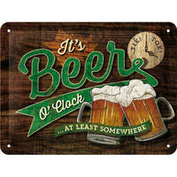 BLECHSCHILD 15/20 cm Open Bar It's Beer O' Clock - Multicolor, Metall (20/15/0.5cm) - Nostalgic-Art