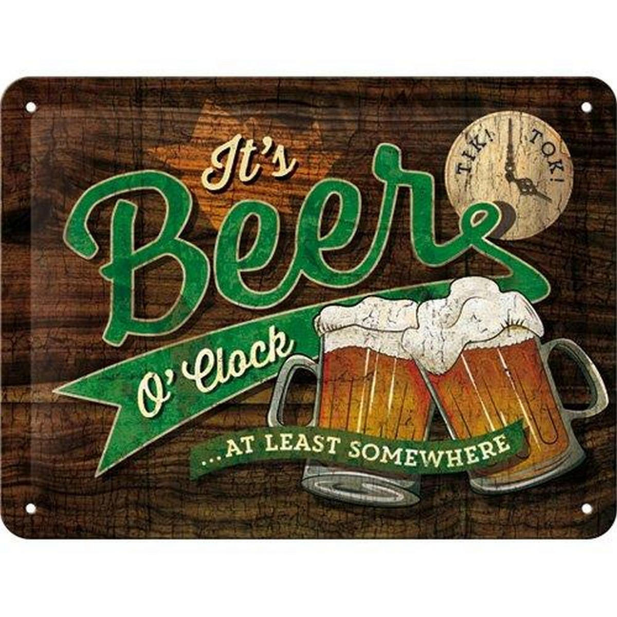 BLECHSCHILD 15/20 cm Open Bar It's Beer O' Clock - Multicolor, Metall (20/15/0.5cm) - Nostalgic-Art