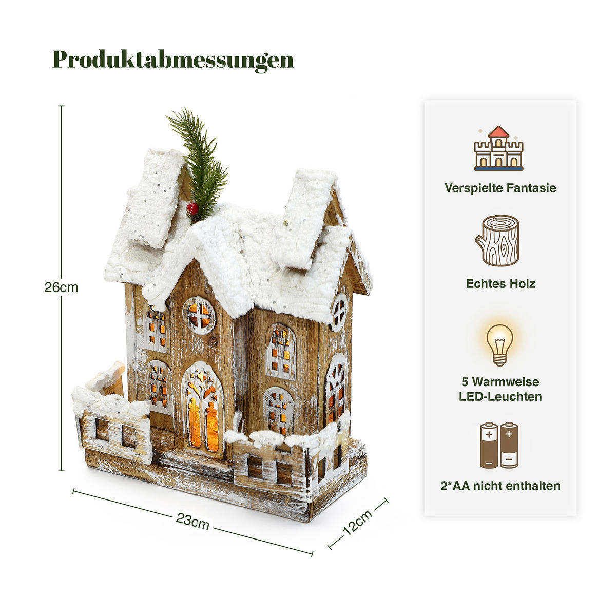 WEIHNACHTSHAUS HTHD0252 - Braun, Holz (12/26/23cm) - Hometopia