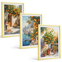 BILDER SET 3er Set - 40x60 cm Goldrahmen - Gemalte Zitruslandschaften - Goldfarben, Kunststoff (40/60cm) - TULUP