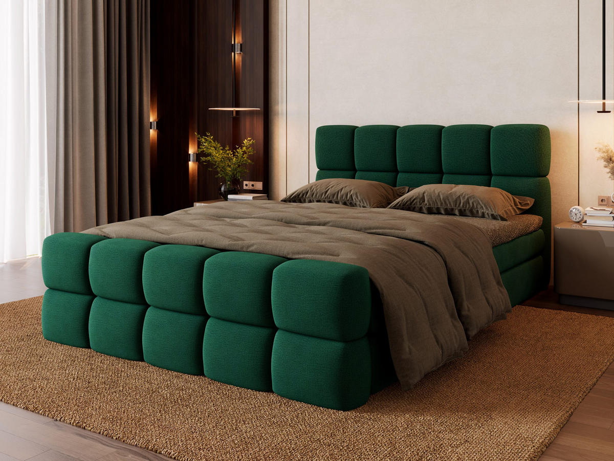 BOXBETT Vanessa 160/200 cm, in Dunkelgrau, Velours-Stoff, Bettkasten, Matratze, Topper - Dunkelgrau, Textil (160/200cm) - Barchello